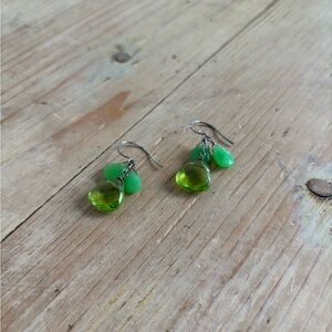 Elegant Green Gemstone Drop Earrings